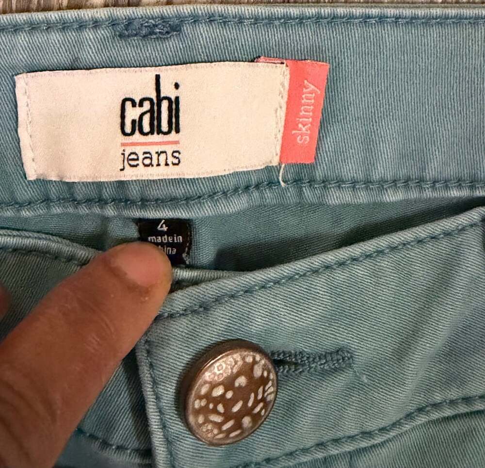 Cabi Jeans Skinny Teal Green Twill Pants Size 4 - Picture 2 of 8